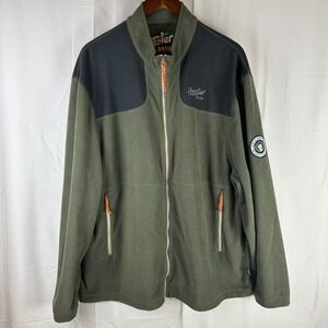 Howler Bros Full Zip Fleece Mens XXL Green Waffle Grid Jacket